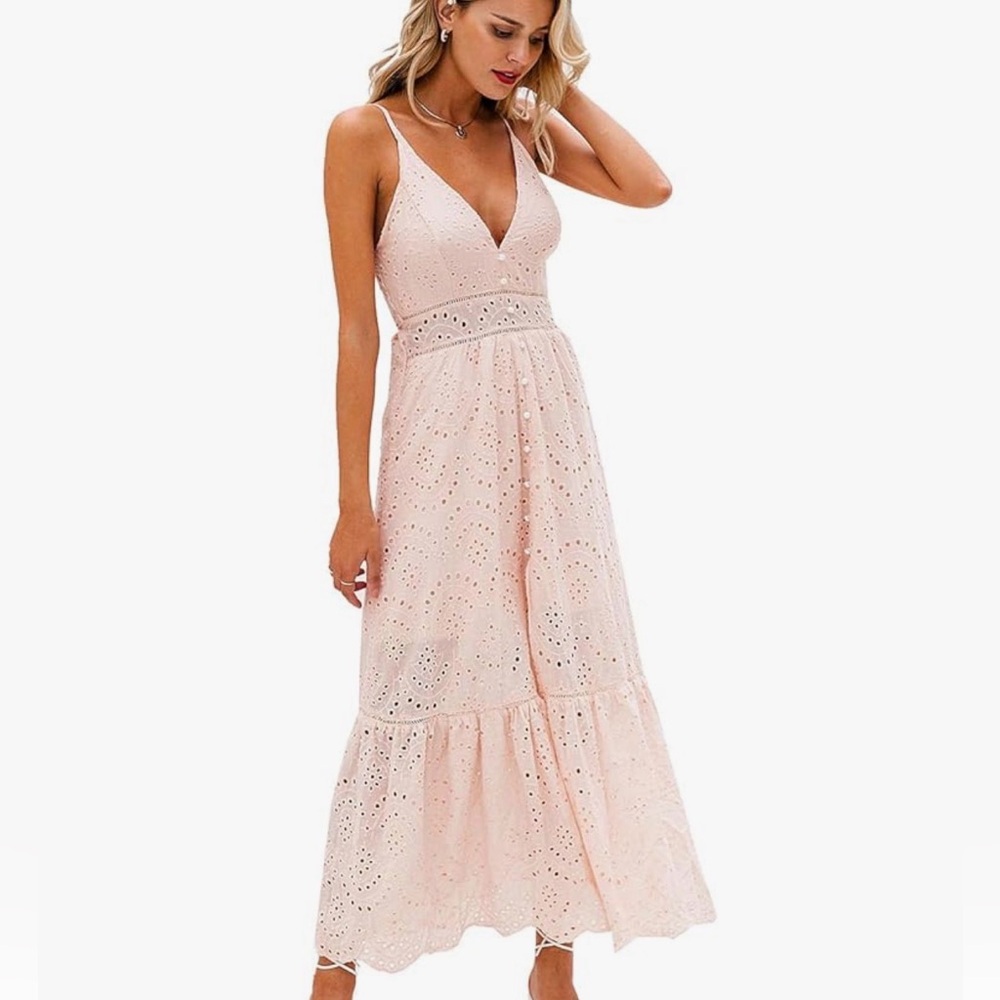 BerryGo Women's Embroidery Pearl maxi dress